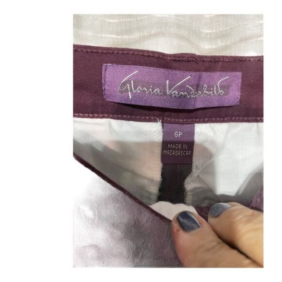 Gloria Vanderbilt Women's Amanda Premium Twill Trouser Pants Purple Size‎ 6P NWT - Picture 2 of 4